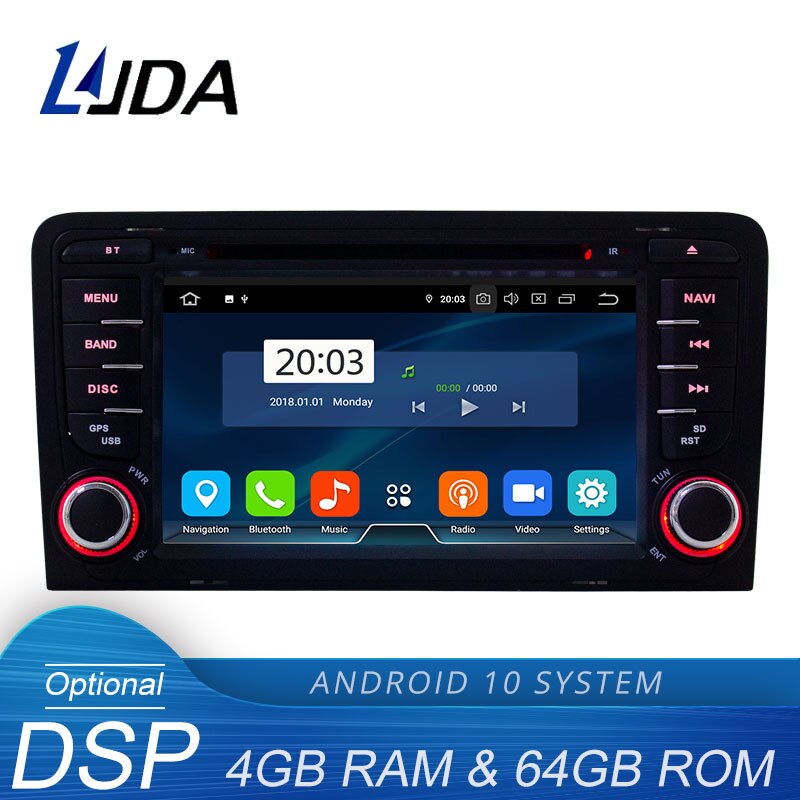 LJDA 2din ڵ  ڵ DVD ÷̾ ƿ A3 8P 2003-2012 S3 2006-2012 RS3 Sportback 2011 GPS ׺̼ Ƽ̵ DSP 4G + 64G